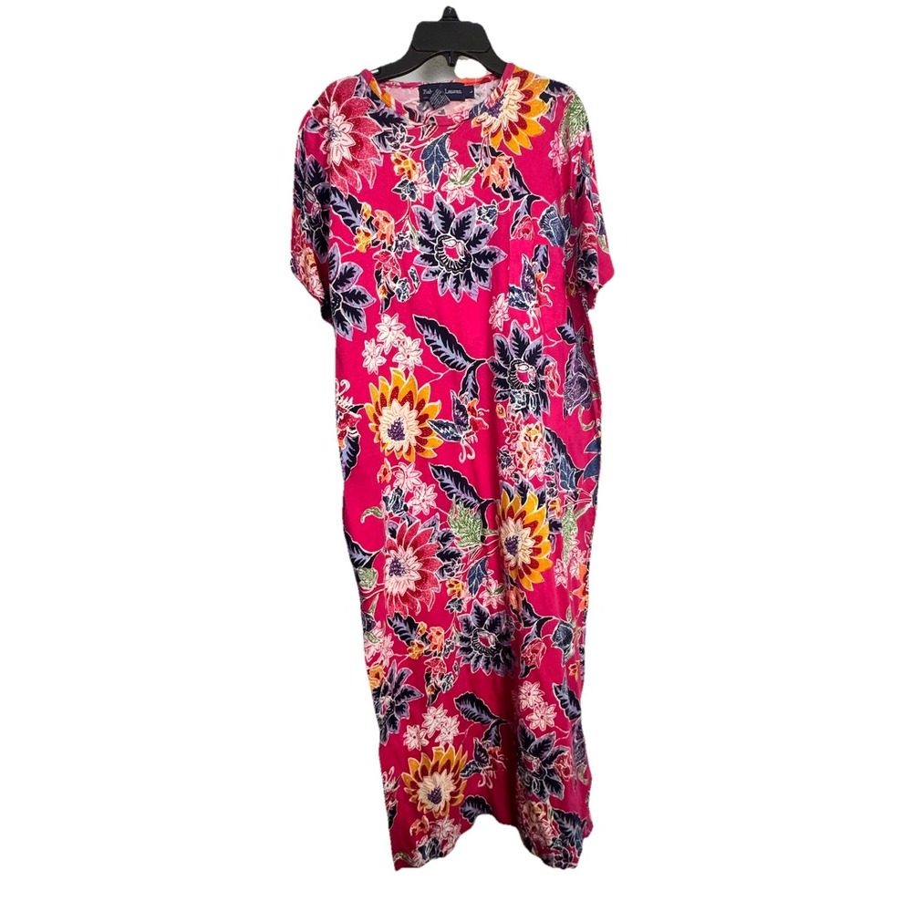 Ralph Lauren Floral Maxi Pajama Nightgown‎ 100% Cotton Made in USA 90s Vintage
